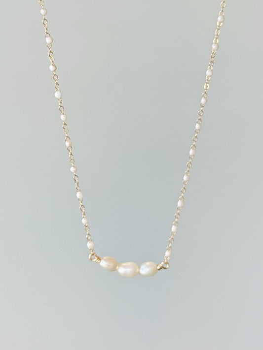 Gold Filled Pearl Bar Necklace