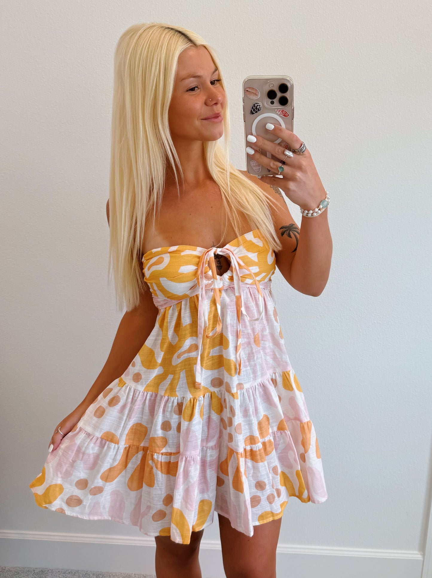 Blue Tropical & Summer Sorbet Tie Back Flowy Dress