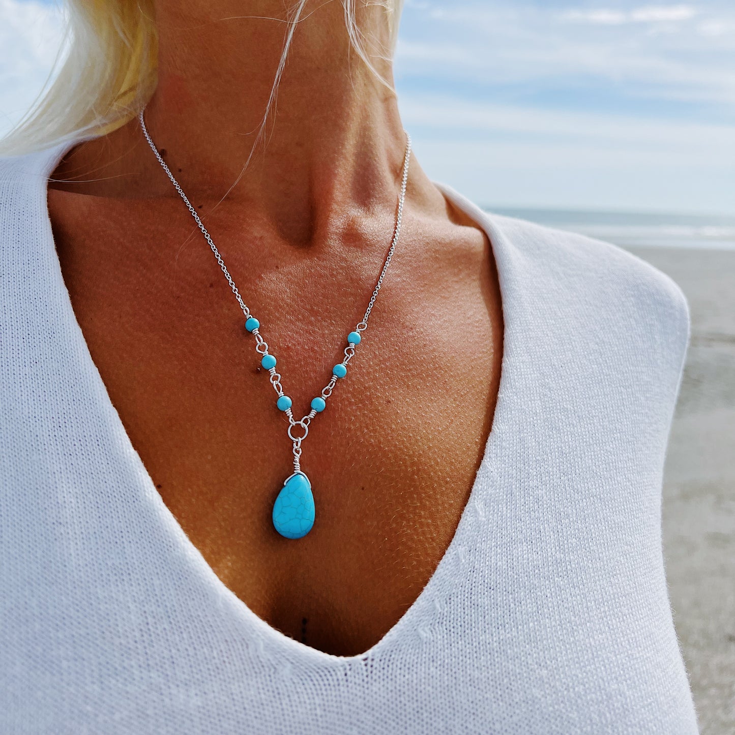 Turquoise Wire Wrapped Necklace