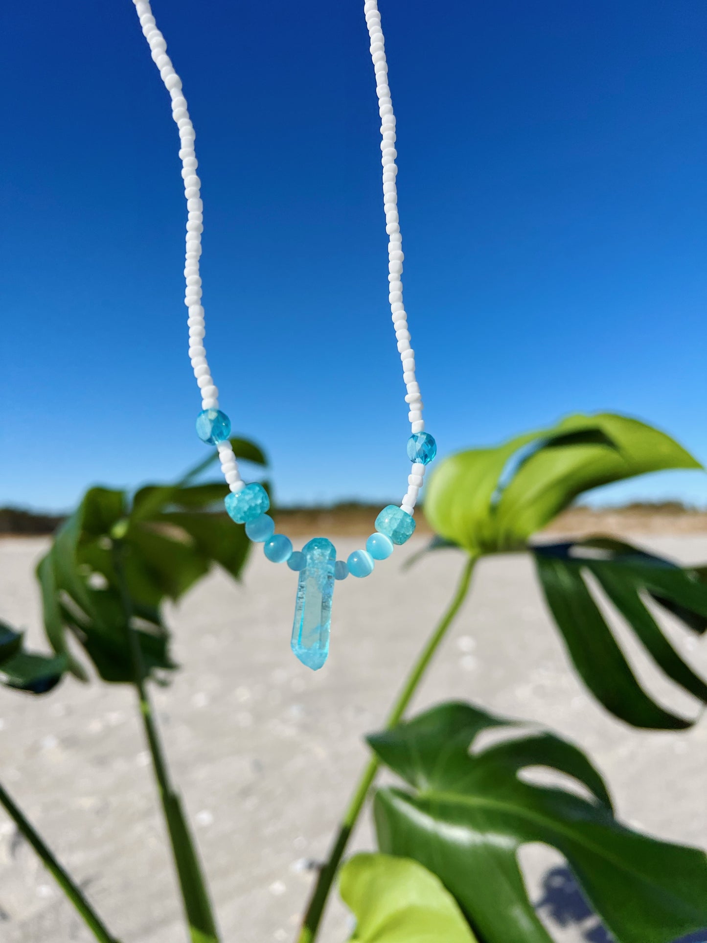 Blue Angel Aura Quartz Necklace