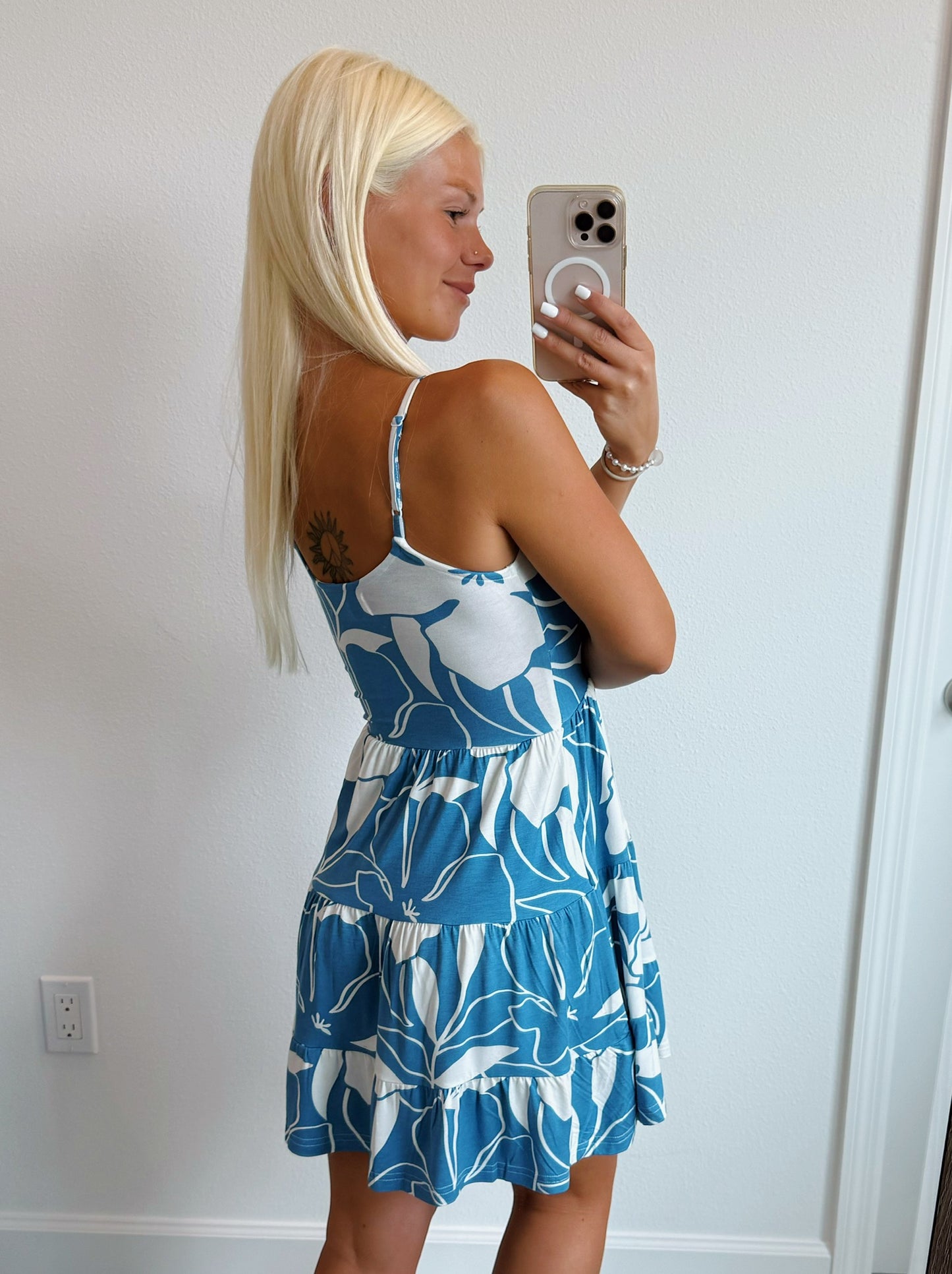 Hawaiian Floral Print Flowy Dress
