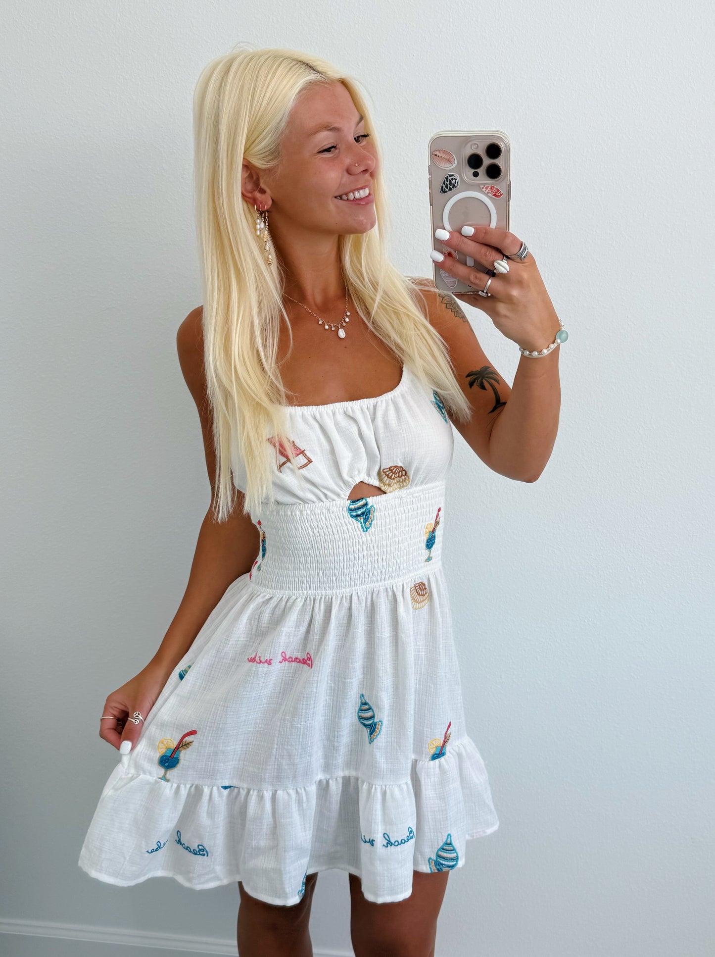 Embroidered White Beach Vibes Dress