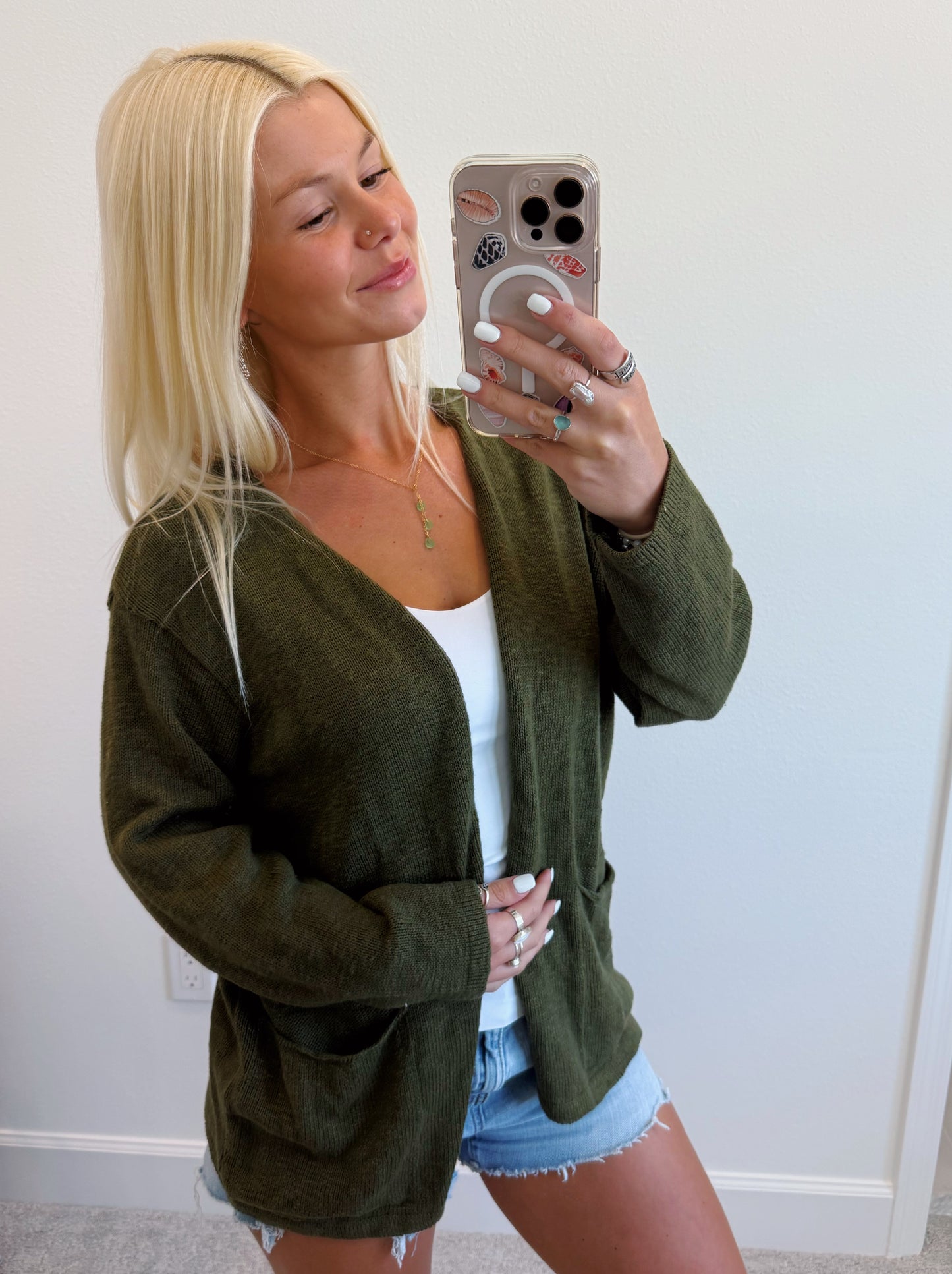 Double Pocket Open Cardigan