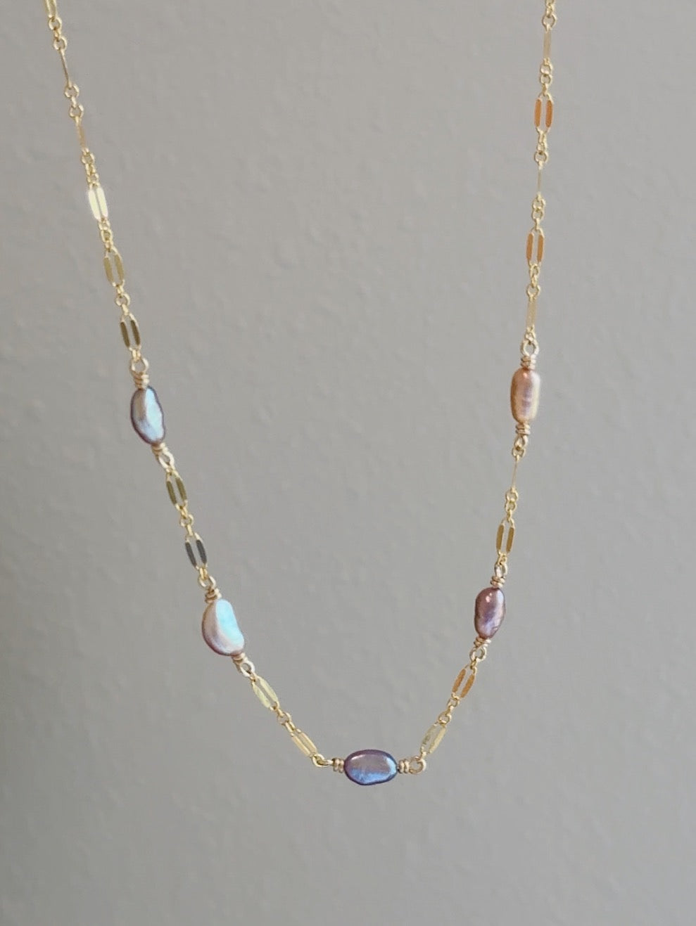 Gold Filled Sparkle Mermaid Pearl Wrapped Chain Necklace