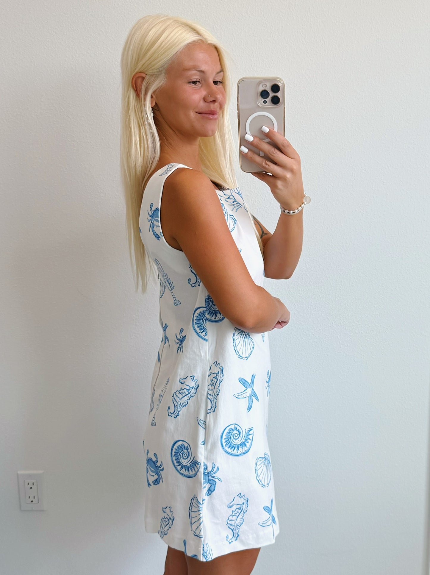 Sea Life Denim Shift Mini Dress