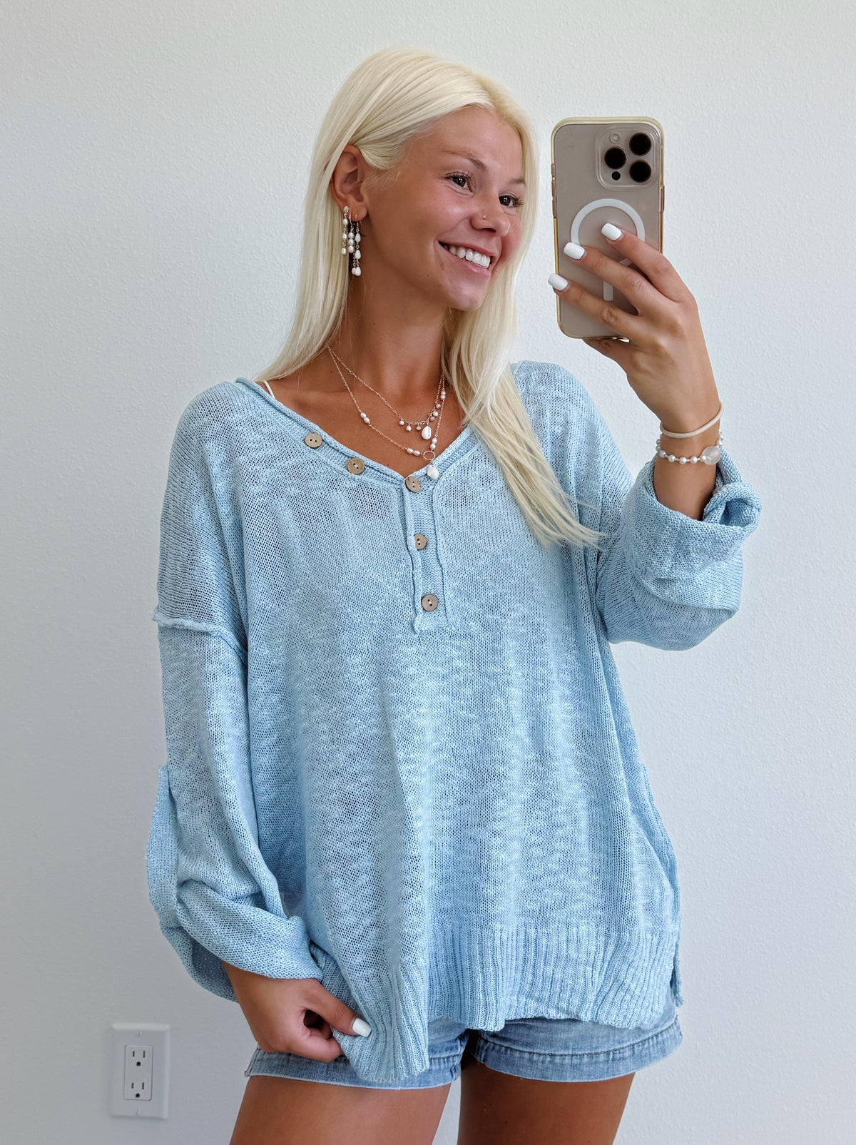 Button Up Lightweight Knit Sweater