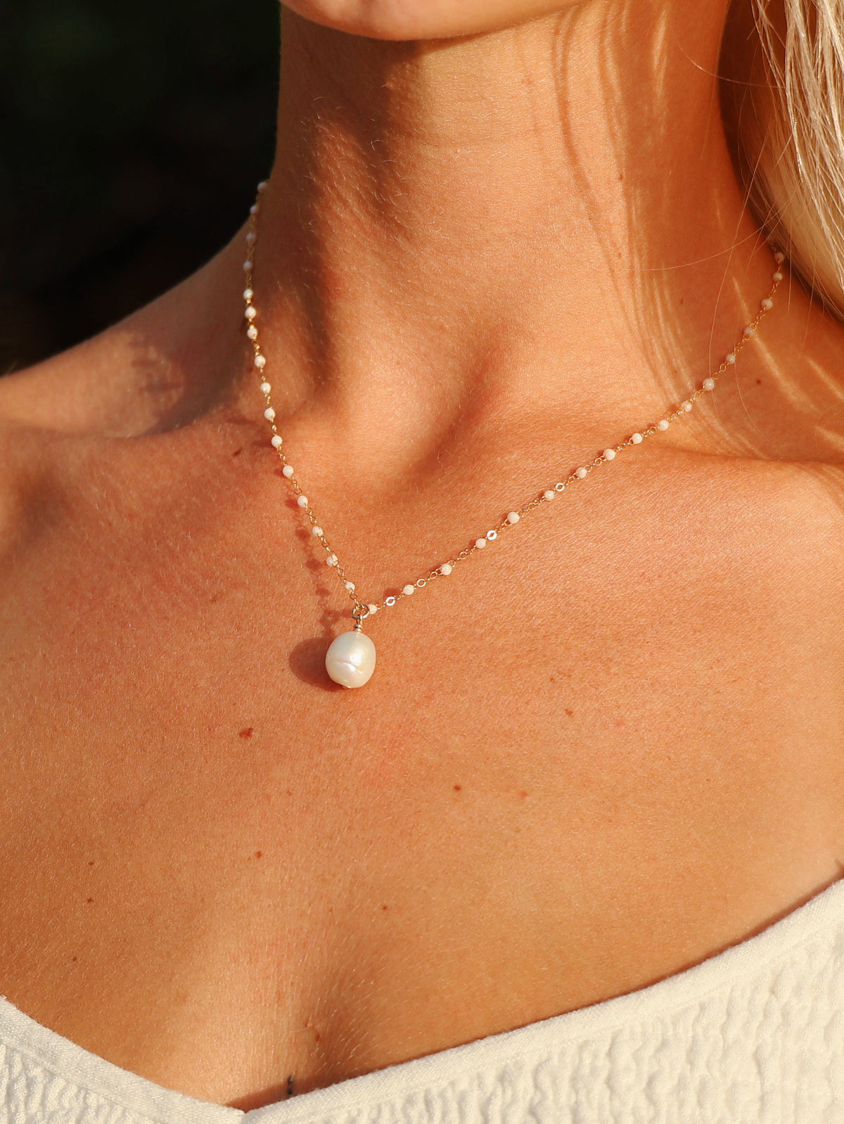 Gold Filled Single Pearl Necklace