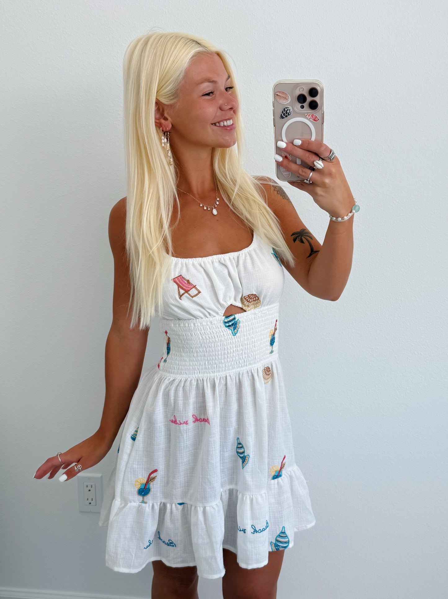 Embroidered White Beach Vibes Dress