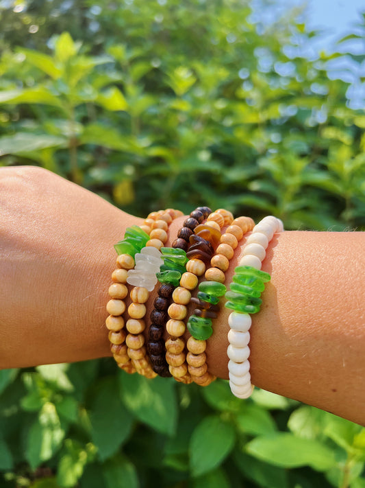 Wooden Sea Glass Chip Bracelets