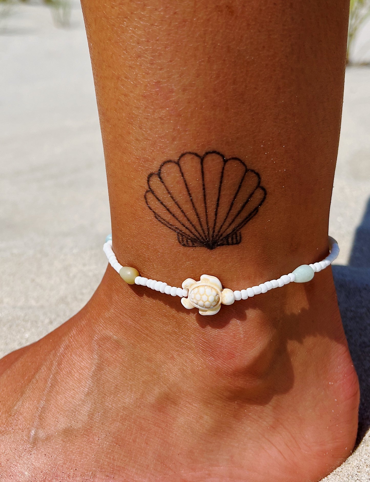 Amazonite Turtle Anklet