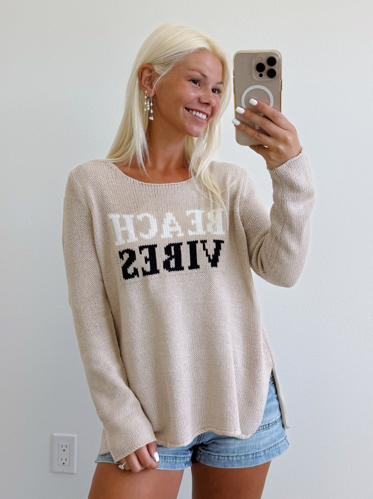 Khaki Lightweight Beach Vibes Sweater