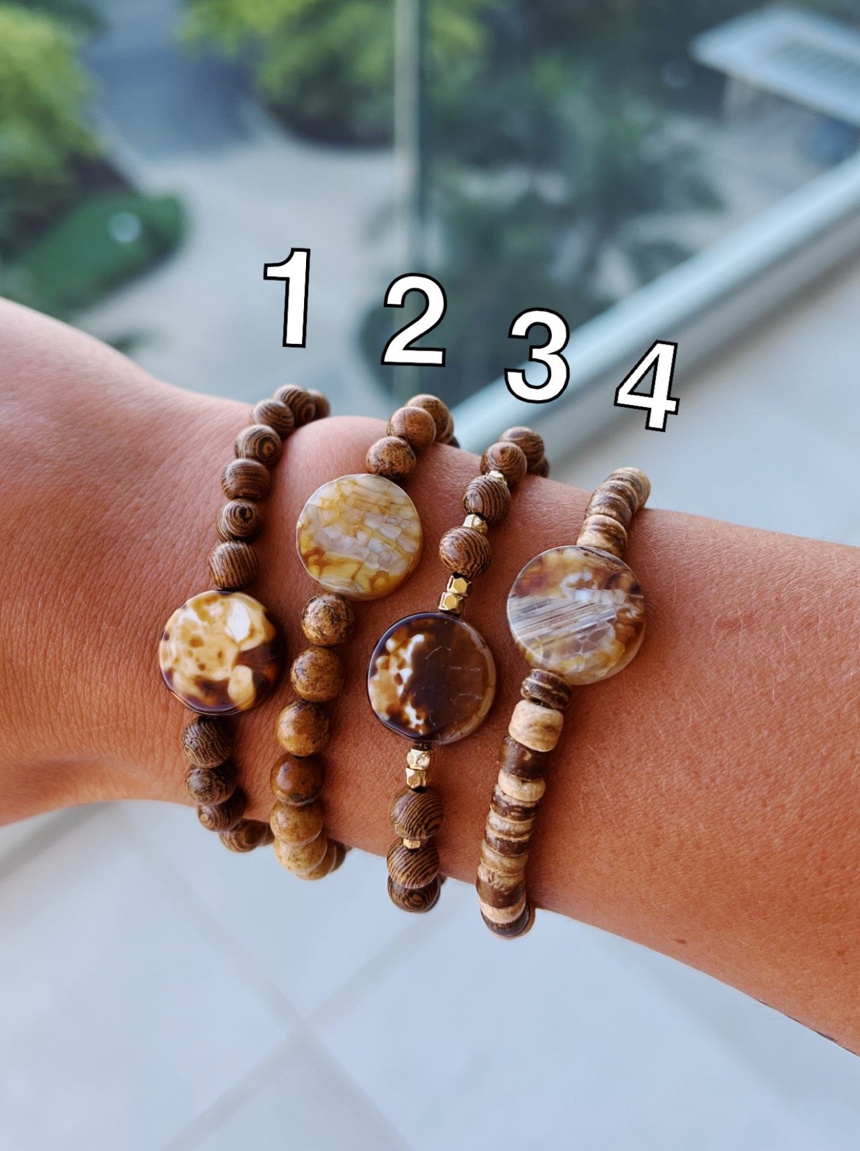 Wooden Brown Agate Bracelets