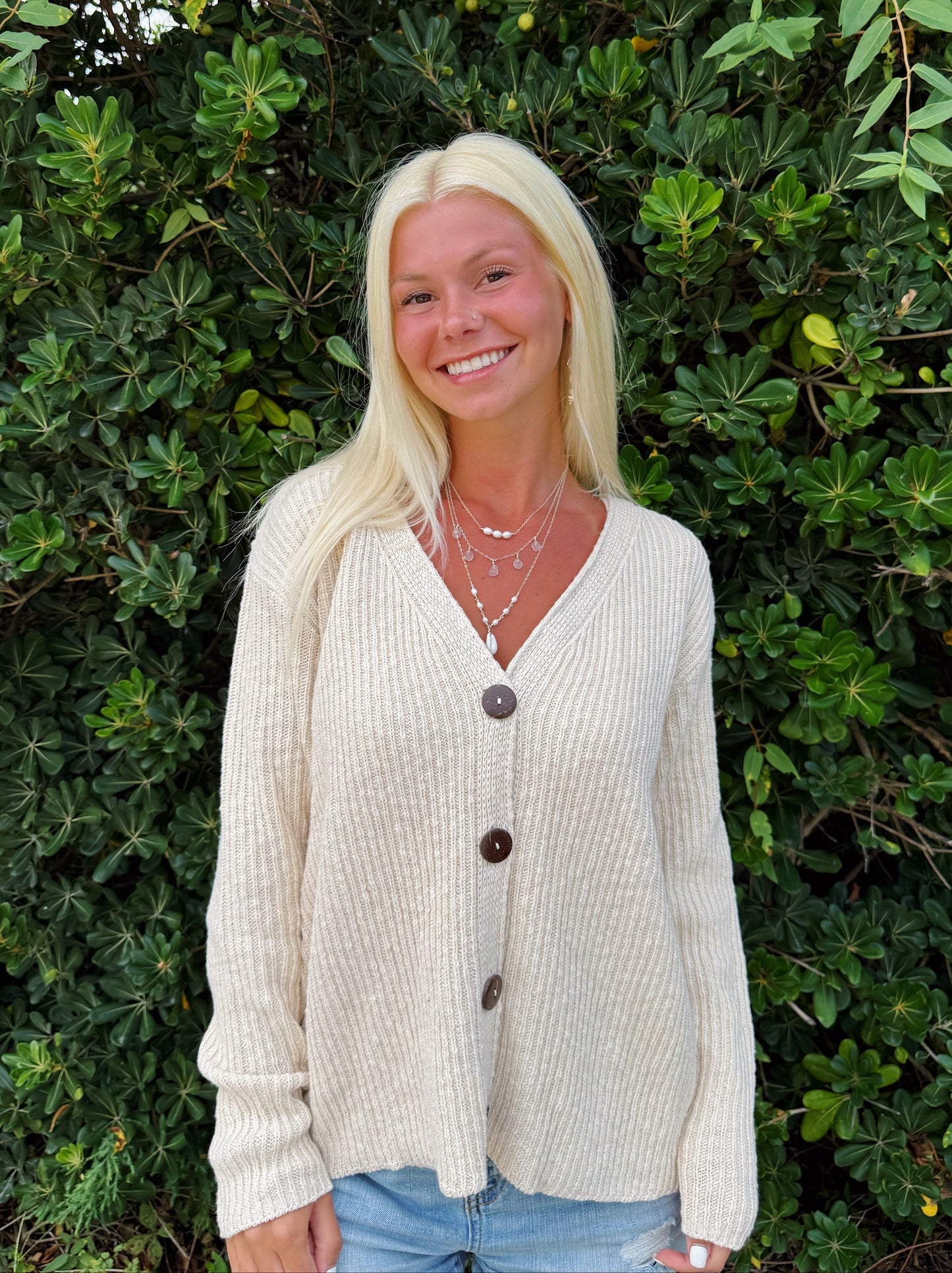 Natural Button Up Cardigan