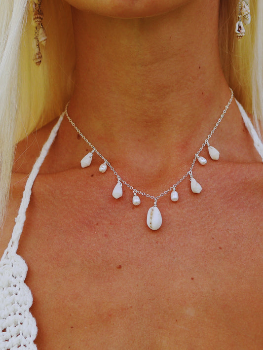 Sterling Silver Cowrie Shell Sea Gypsy Multi Necklace