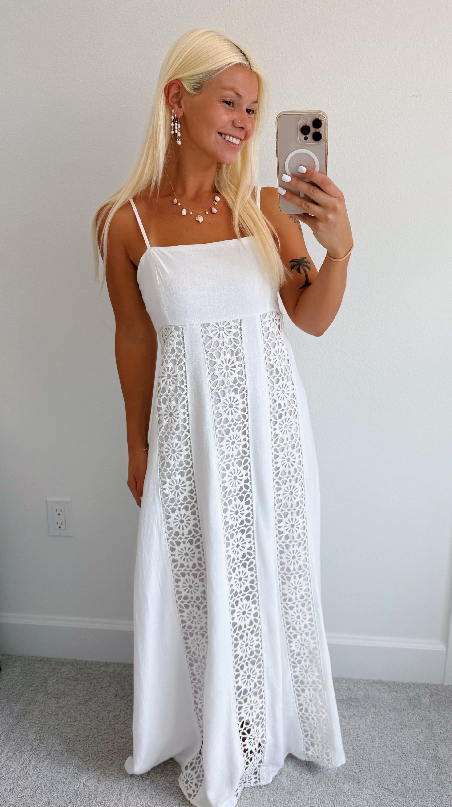 White Boho Crochet Maxi Dress – Earthysammyy