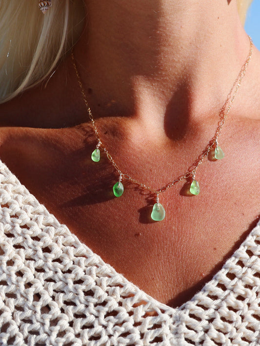 Gold Filled Mix Green Sea Glass Multi Necklace
