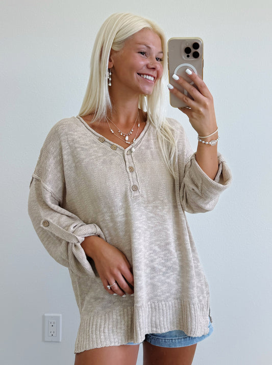 Button Up Lightweight Knit Sweater