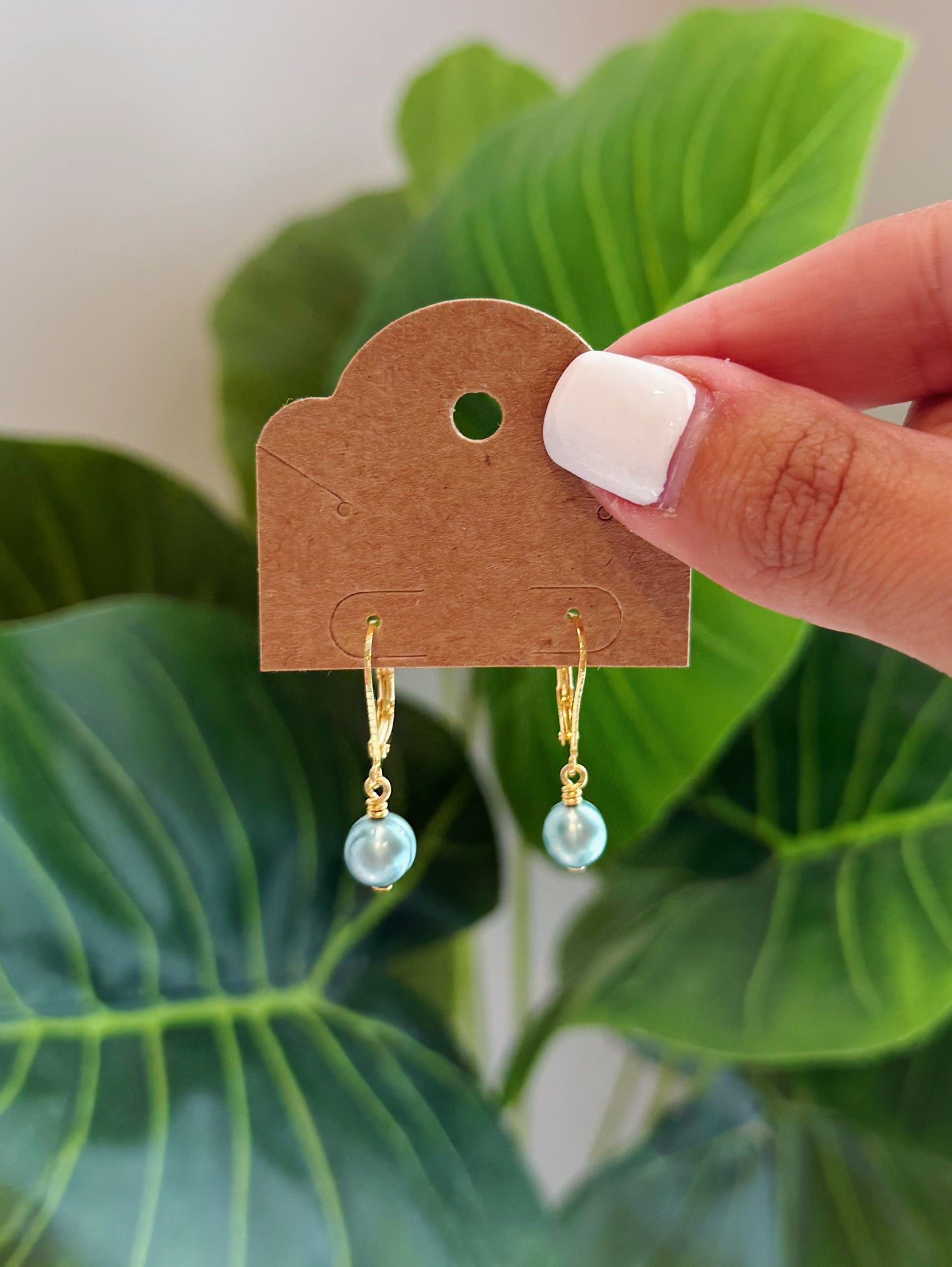 Gold Teal Baroque Pearl Earrings