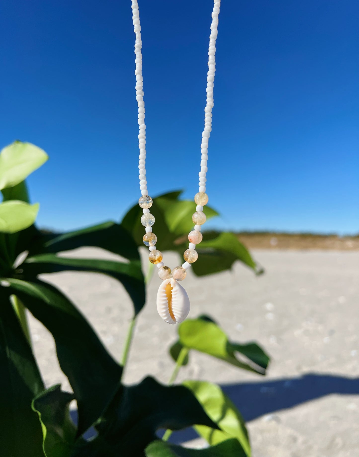 Citrine Cowrie Shell Necklace