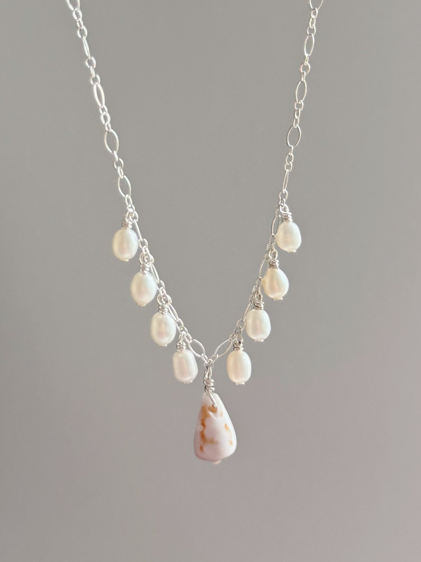Sterling Silver Cone Shell Pearl Gypsy Multi Necklace (CLAIM #)