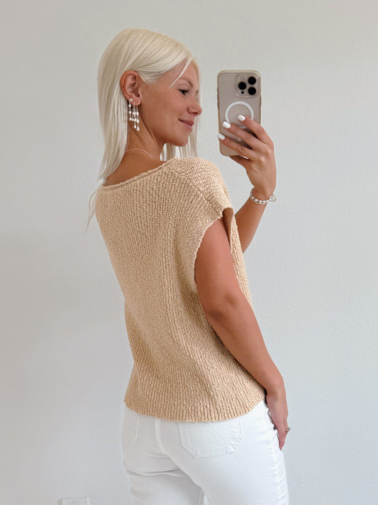 Effortless Knit Cap Sleeve Sweater Top