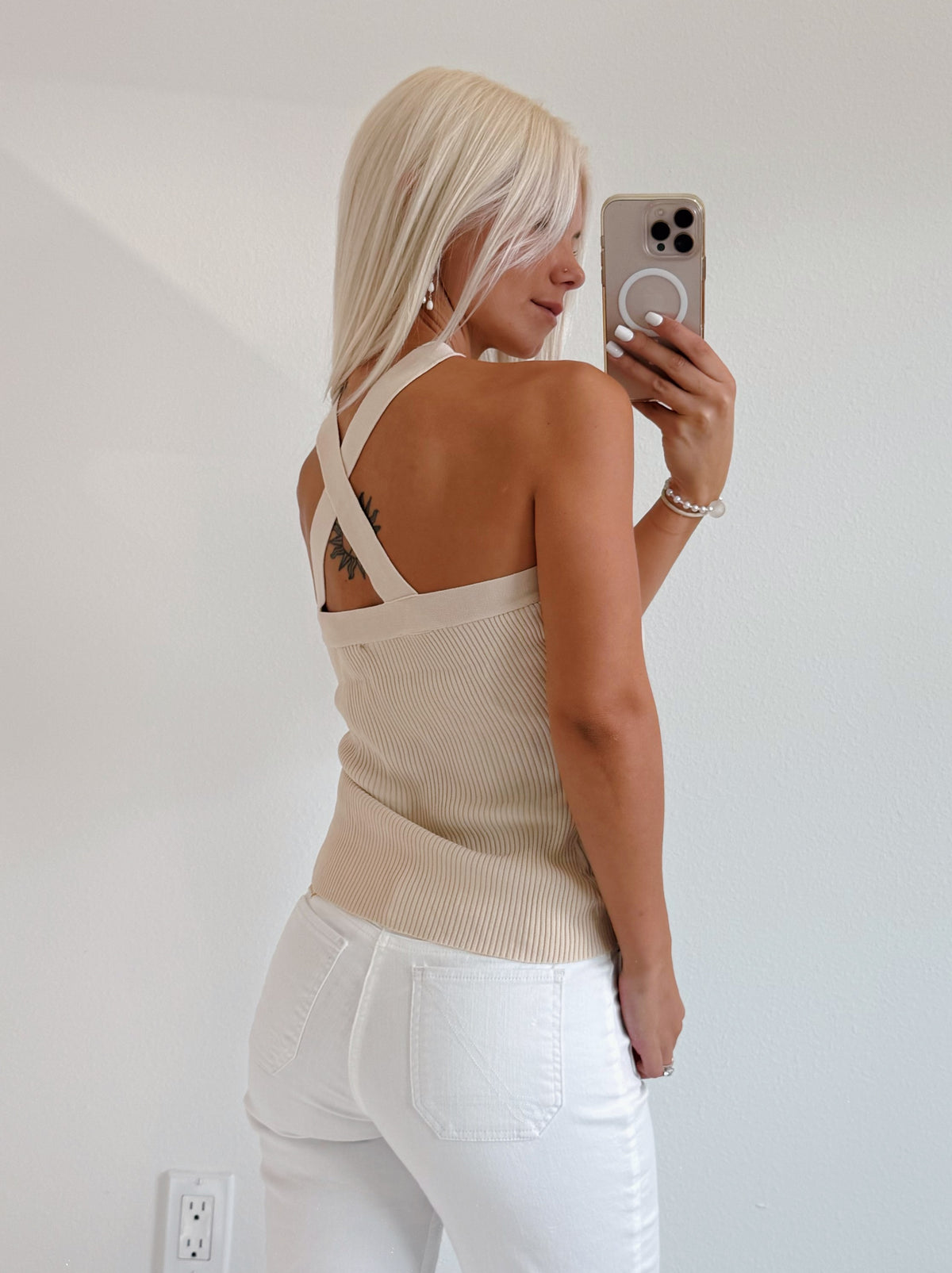 Gold Seashell Halter Ribbed Top