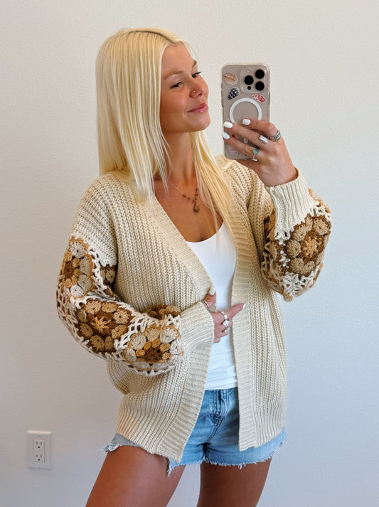 Neutral Crochet Sleeve Cardigan