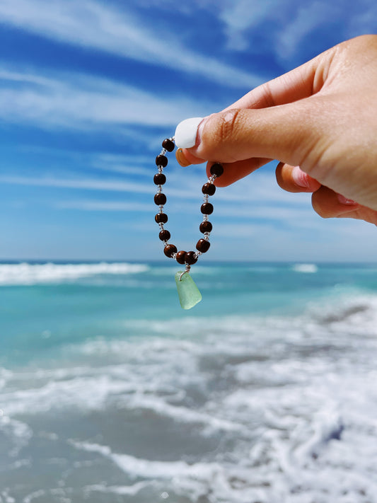 Light Green Sea Glass Beaded Bracelet