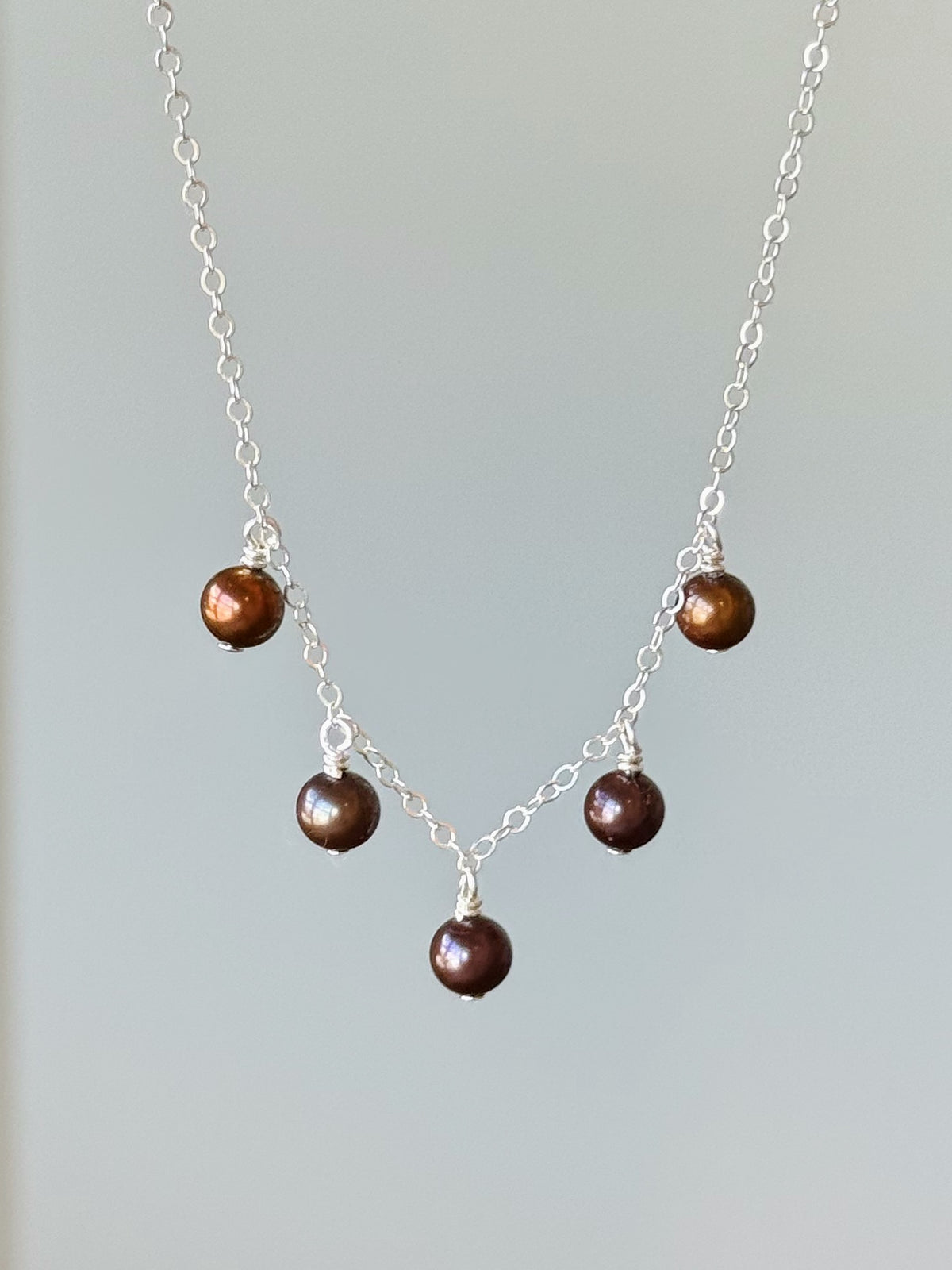 Sterling Silver Brown Pearl Multi Necklace