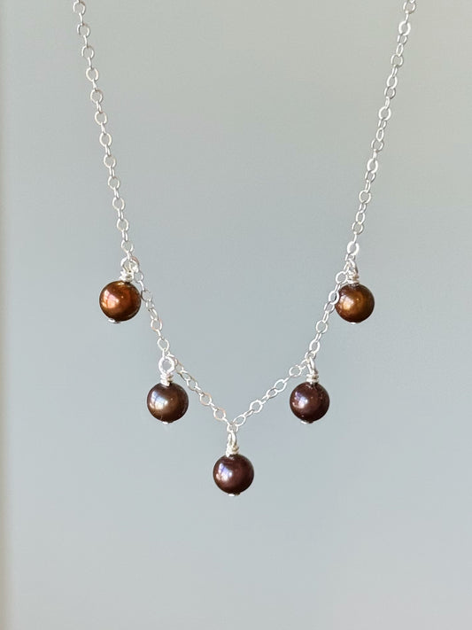Sterling Silver Brown Pearl Multi Necklace