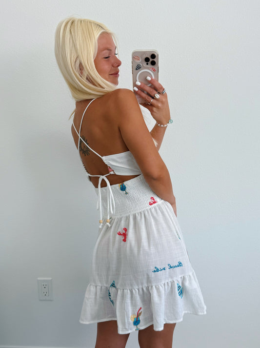 Embroidered White Beach Vibes Dress