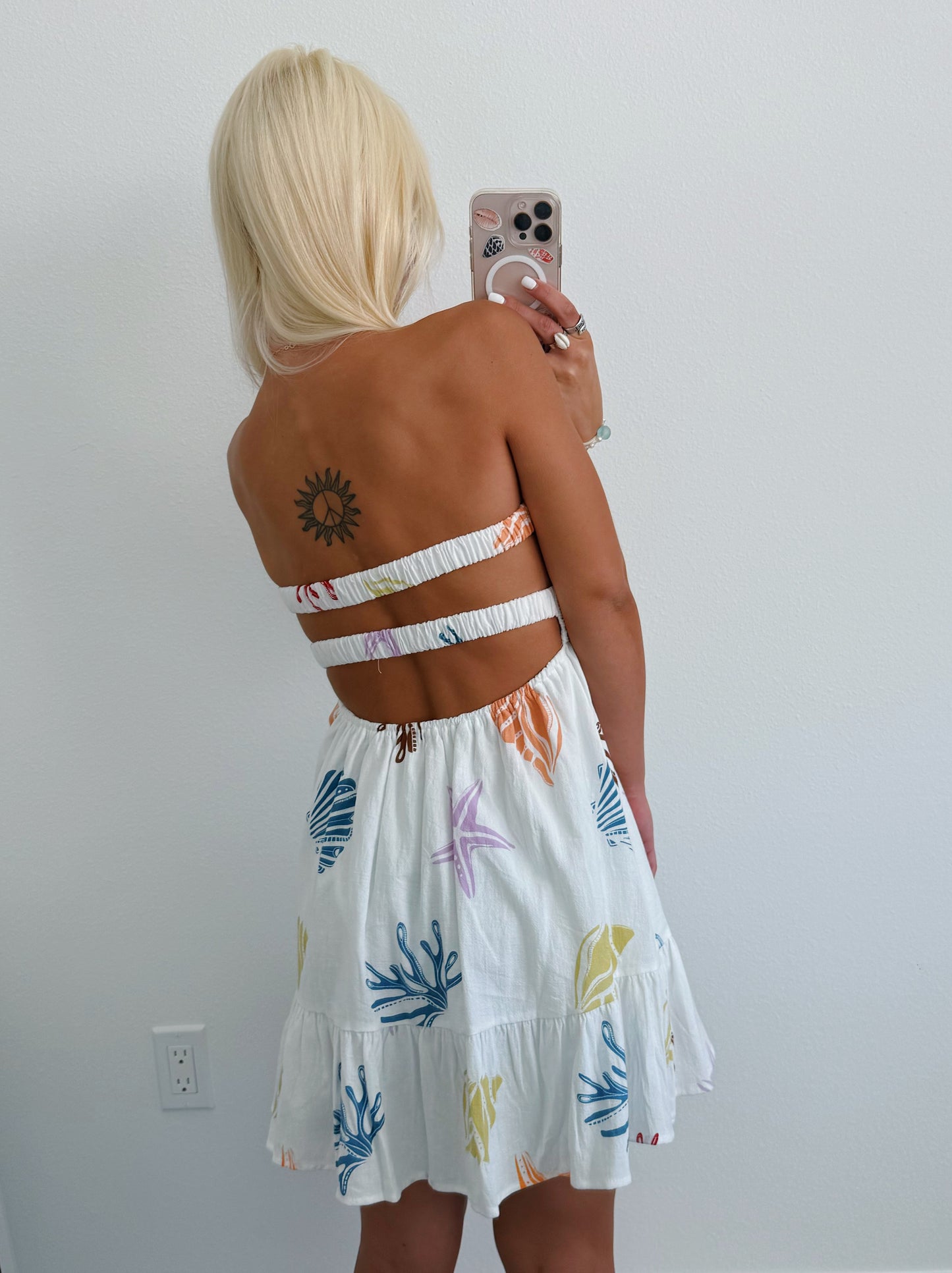 Coral Reef Strapless Twist Romper Dress