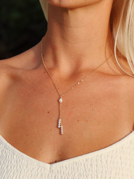 Gold Filled Pearl Cascade Necklace