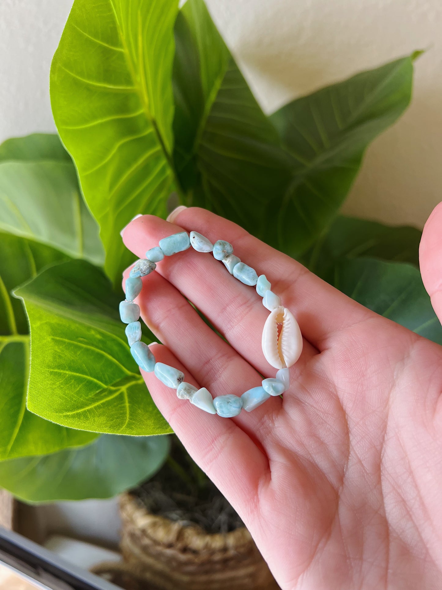 Larimar Cowrie Shell Bracelet