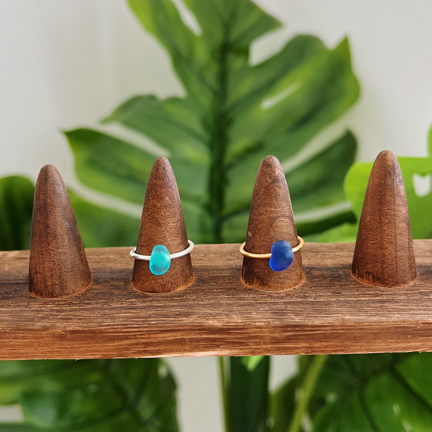 Sea Glass Adjustable Rings (Size 6.5)