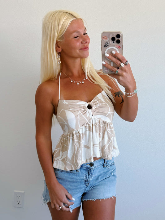 Hawaiian Floral Print Tank Top