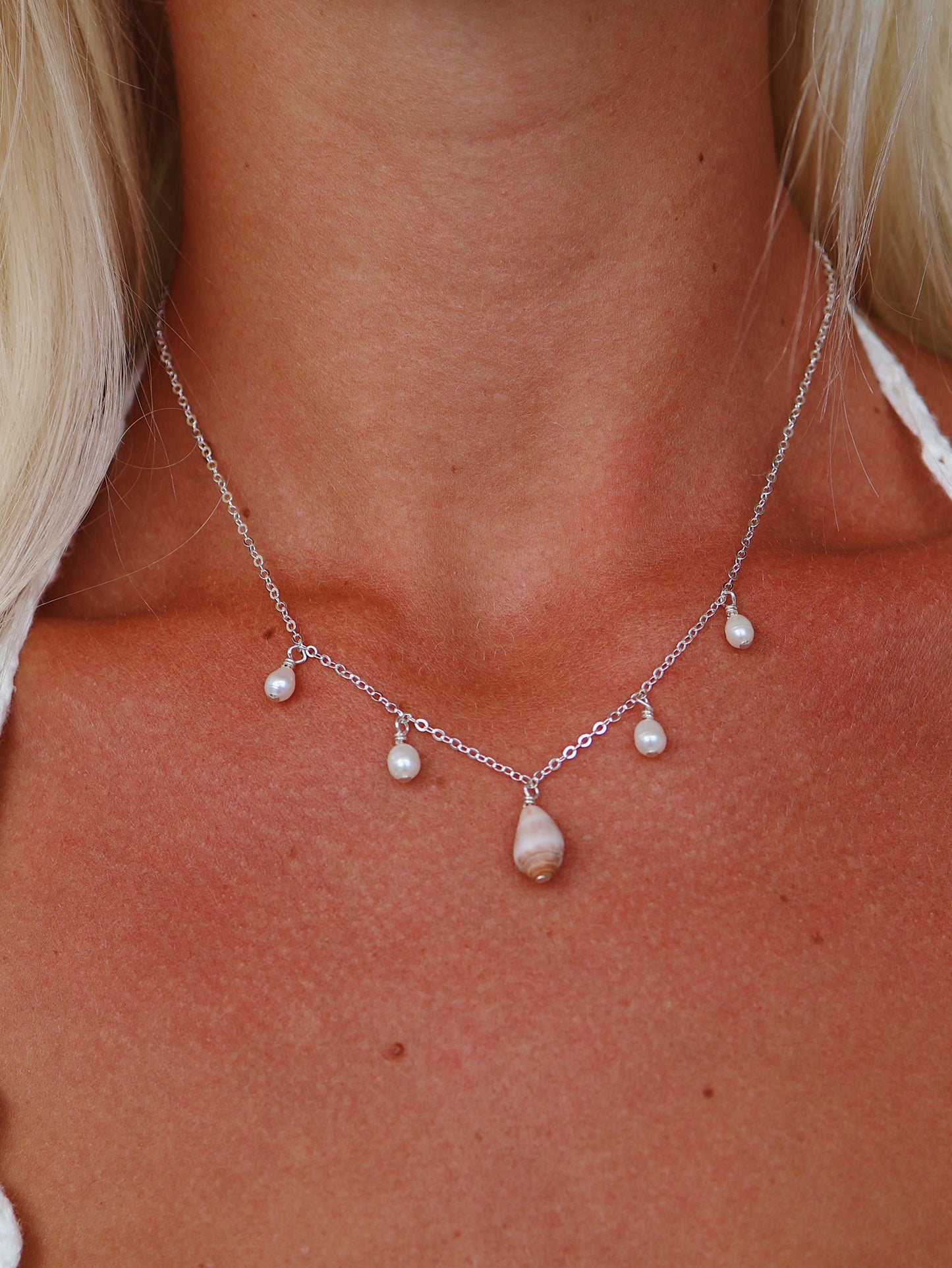 Sterling Silver Pink Cone Shell & Baroque Pearl Multi Necklace (OPTION 1)