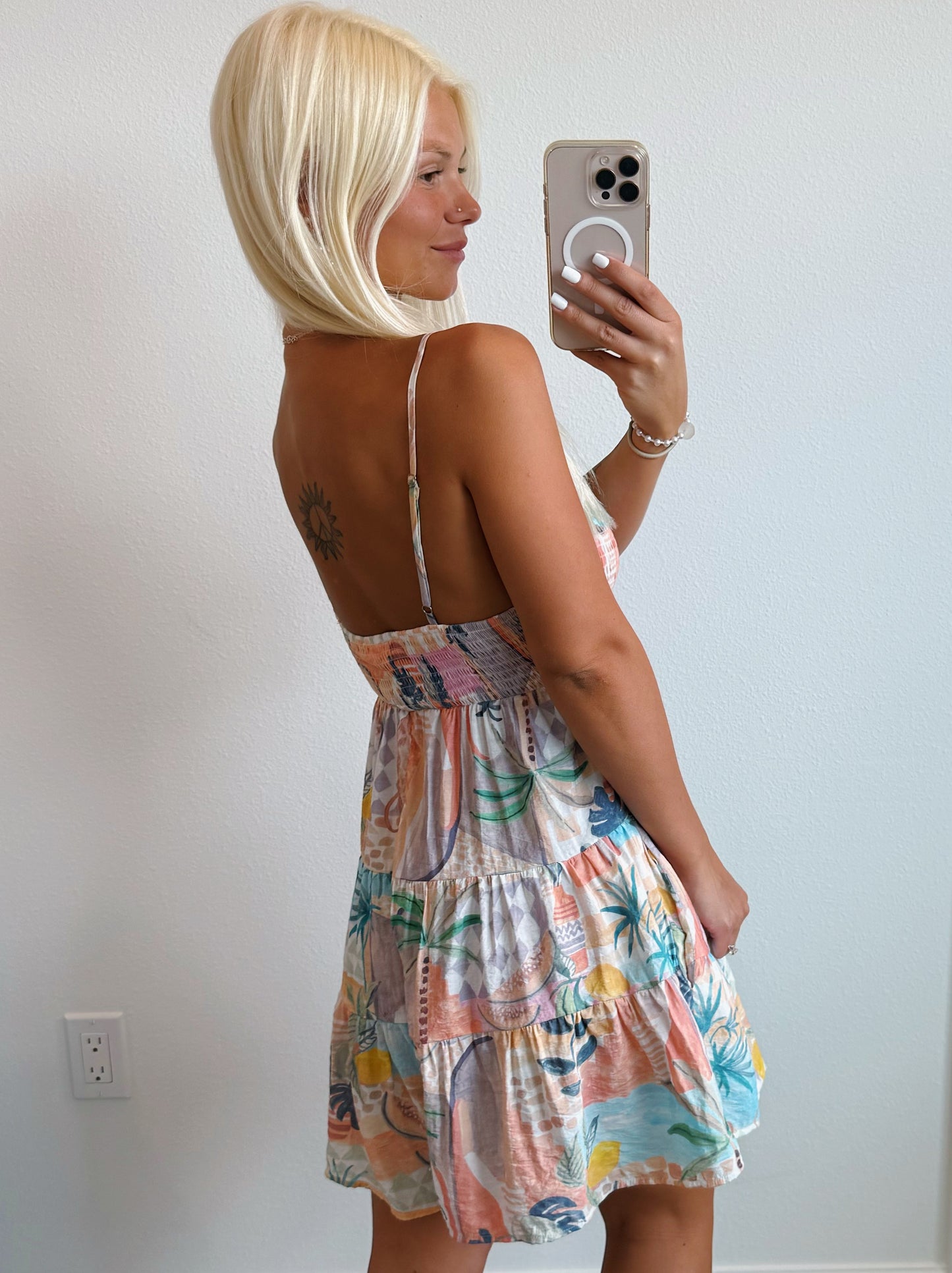 Tropical Pastel Smocked Babydoll Romper