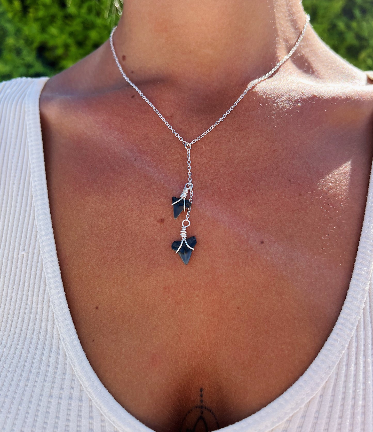 Shark Tooth Double Drop Necklace