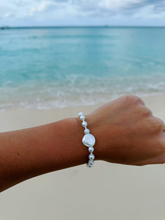 Clear Coin Mother of Pearl Bracelet