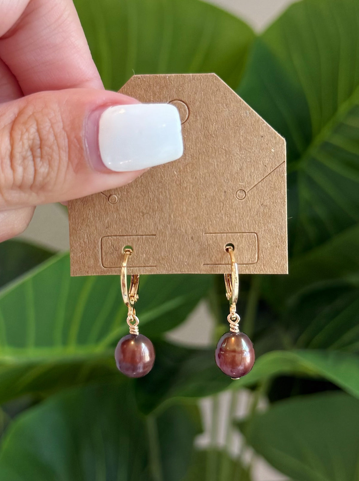 Gold Filled Single Brown Pearl Hoops