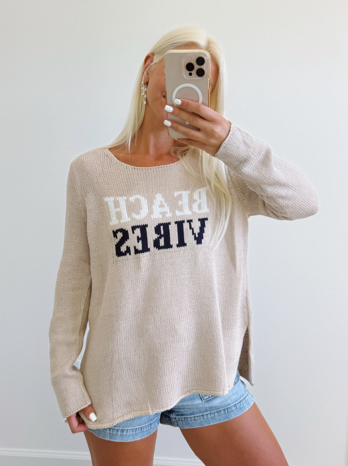 Khaki Lightweight Beach Vibes Sweater