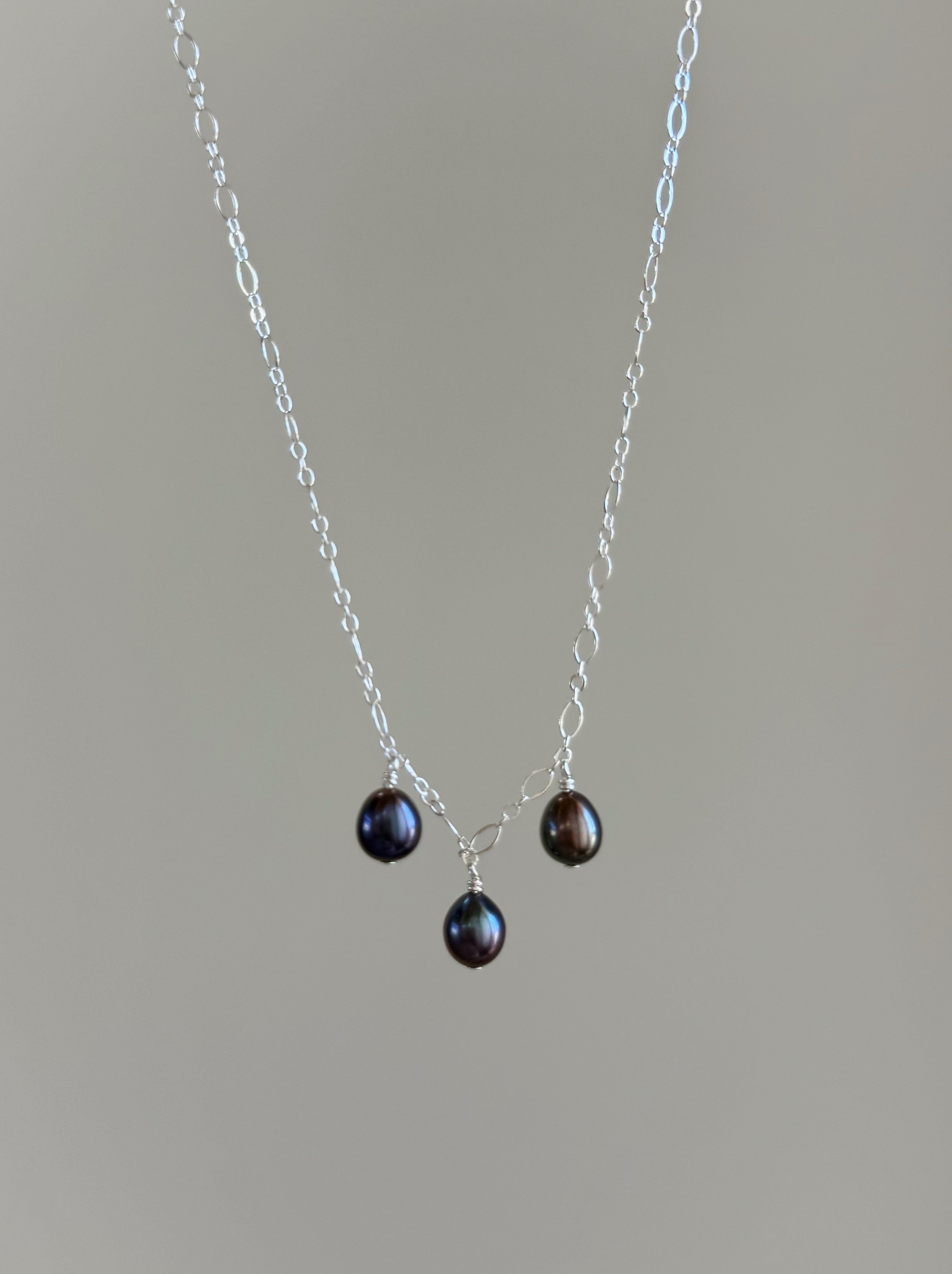 Sterling Silver Fancy Chain Tahitian Peacock Pearl Necklace – Earthysammyy
