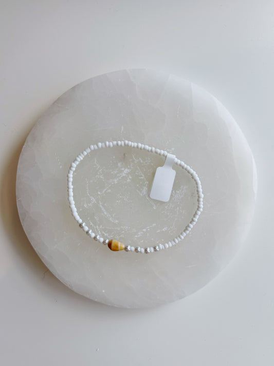 Orange Cone Shell Pearl Beaded Anklet