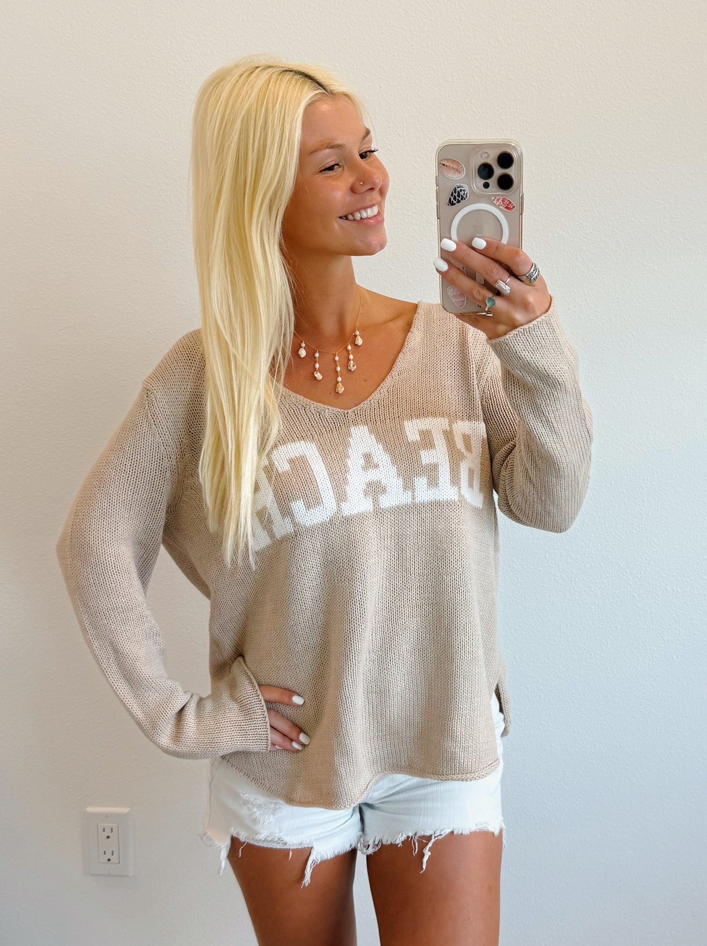 Beach Lightweight V Neck Sweater