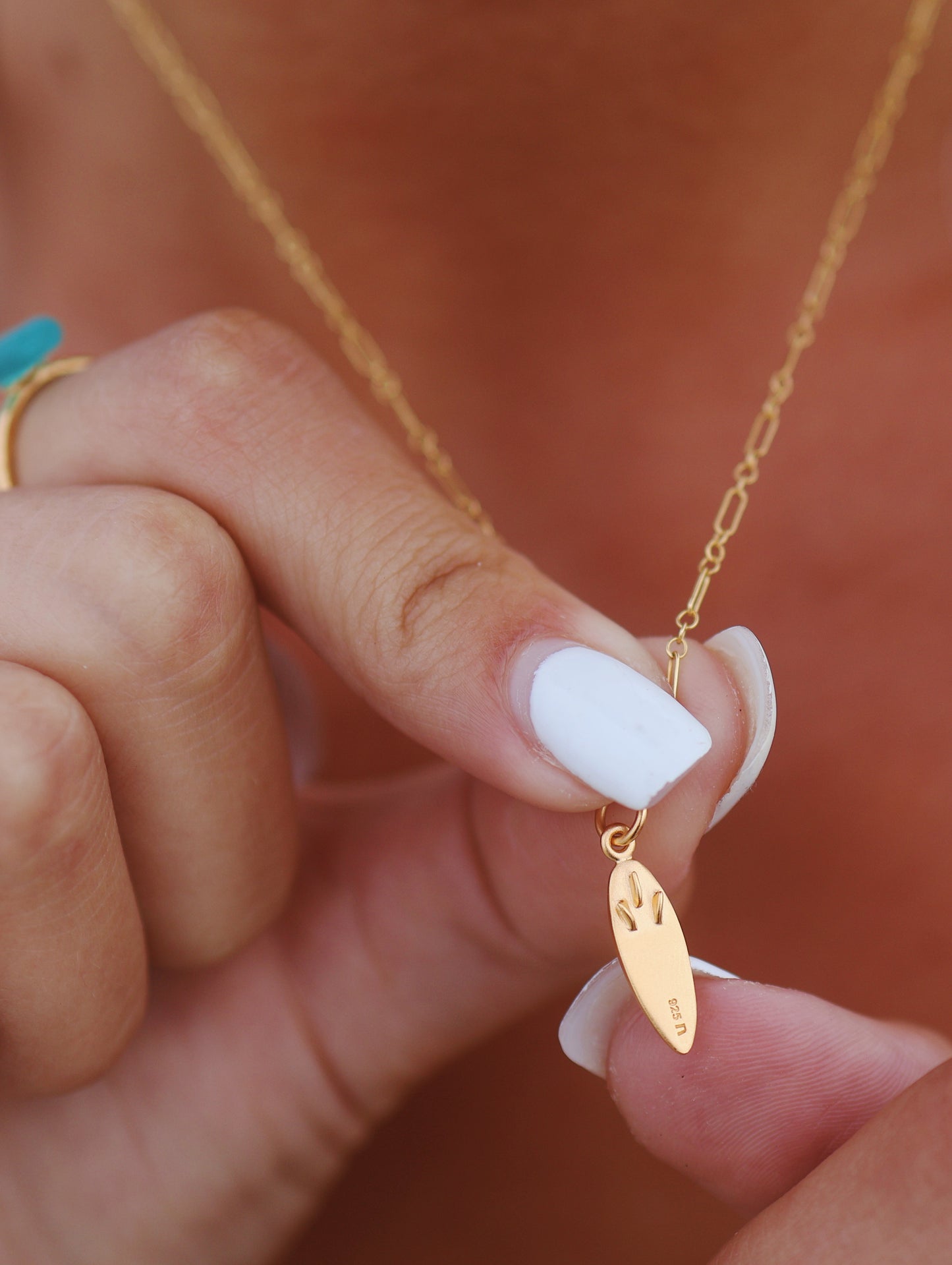 Gold Filled Surfboard Charm Necklace