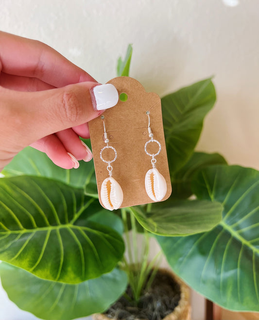 Silver Cowrie Shell Earrings