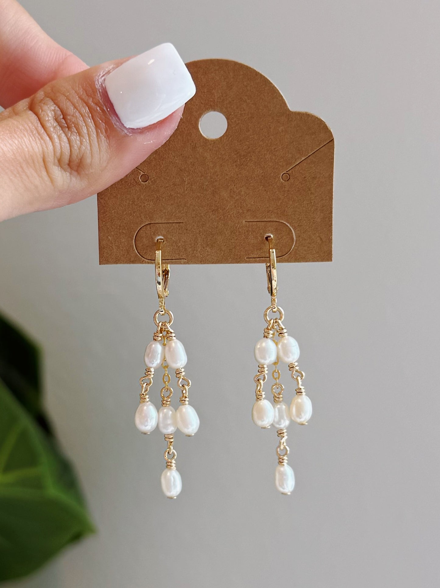 Gold Filled Pearl Chandelier Hoop Earrings
