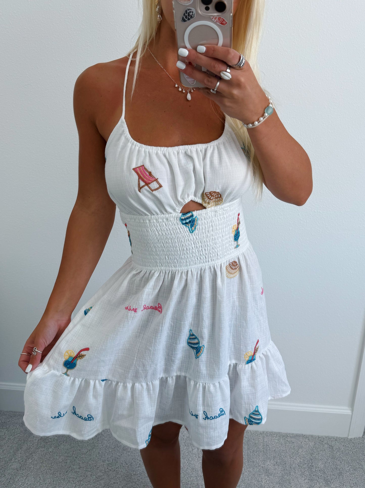 Embroidered White Beach Vibes Dress