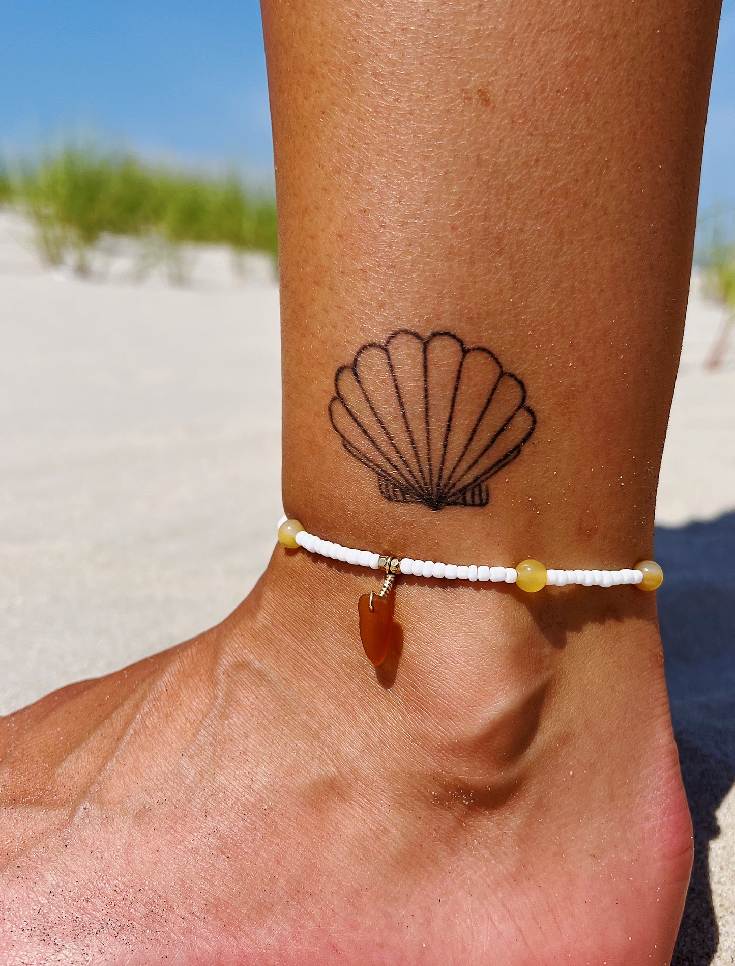 Brown Sea Glass Sunset Anklet